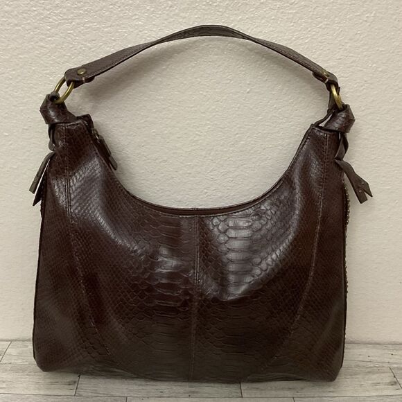 Liz Claiborne Brown Reptile Print Shoulder Bag - Picture 1 of 8